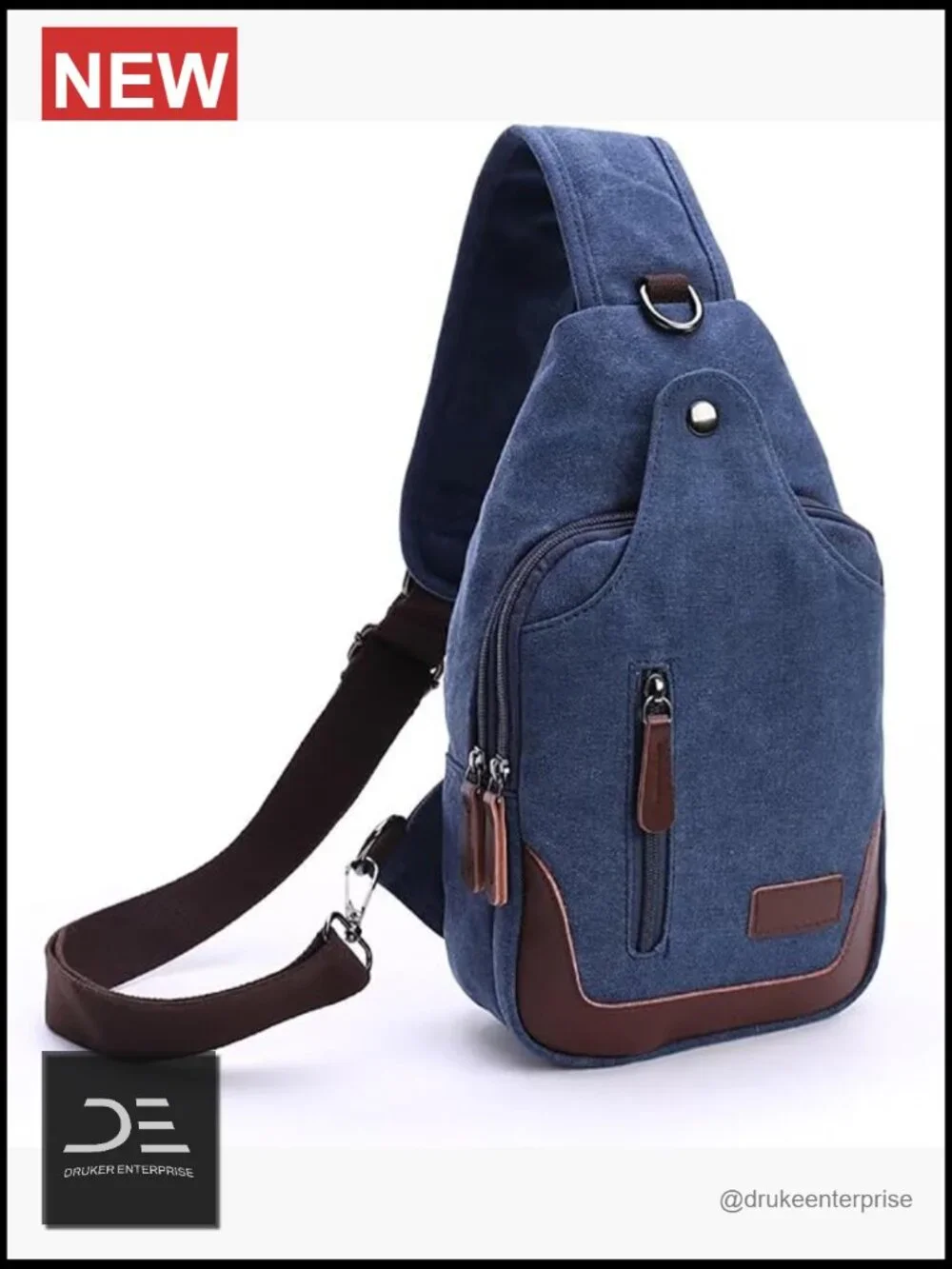 Canvas Sling Bag Crossbody Chest Bag Casual Daypack Backpack with Adjustable